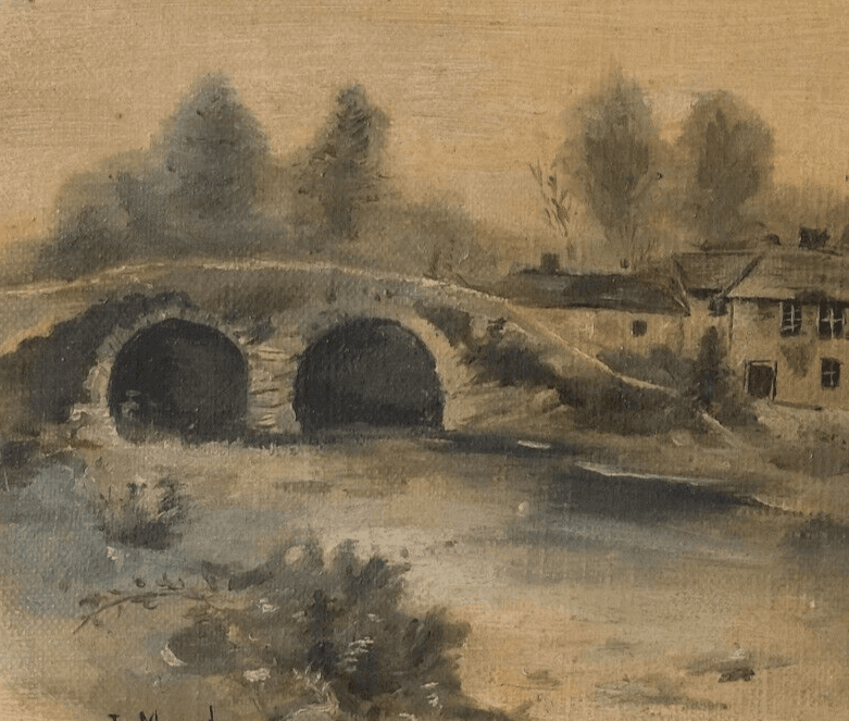 Antique Oil Painting Signed MONOD (1867-1957) Landscape, Bridge, Village image 4
