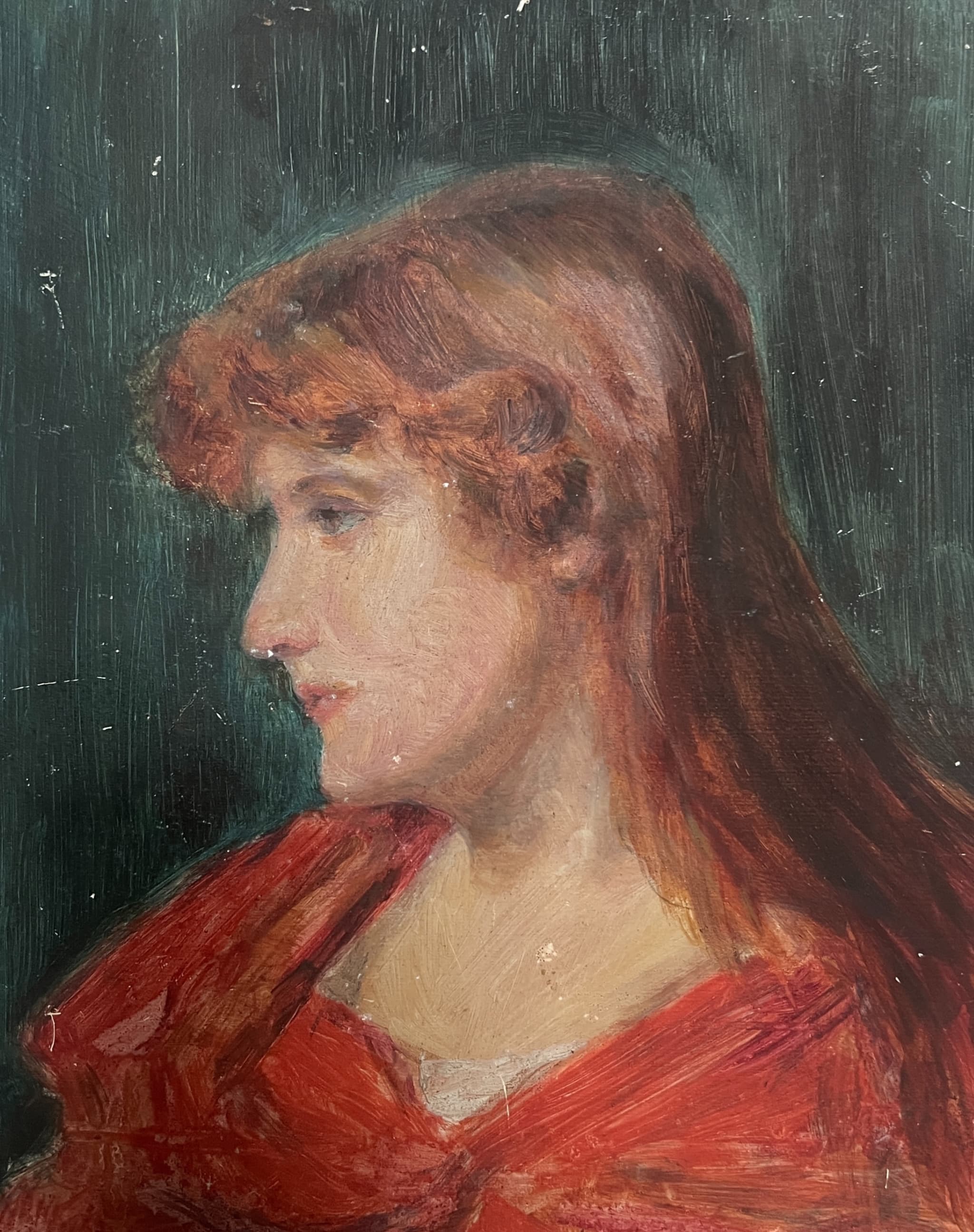 Painting Woman Portrait with Red Jacket image 1