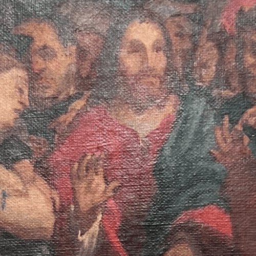 Antique Painting Original 19th century Religious Christ, Apostles