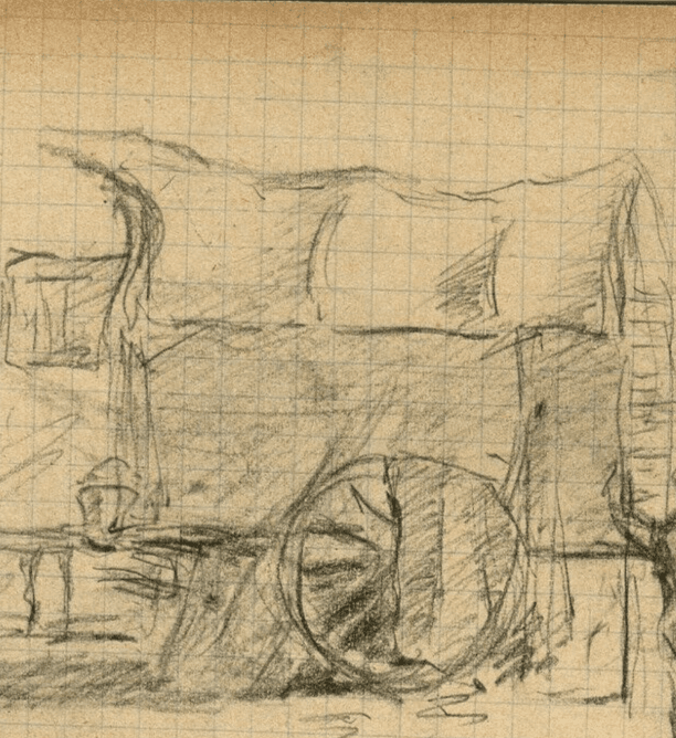 Antique Pencil Drawing Original signed Characters, Caravan, Genre Scene image 4