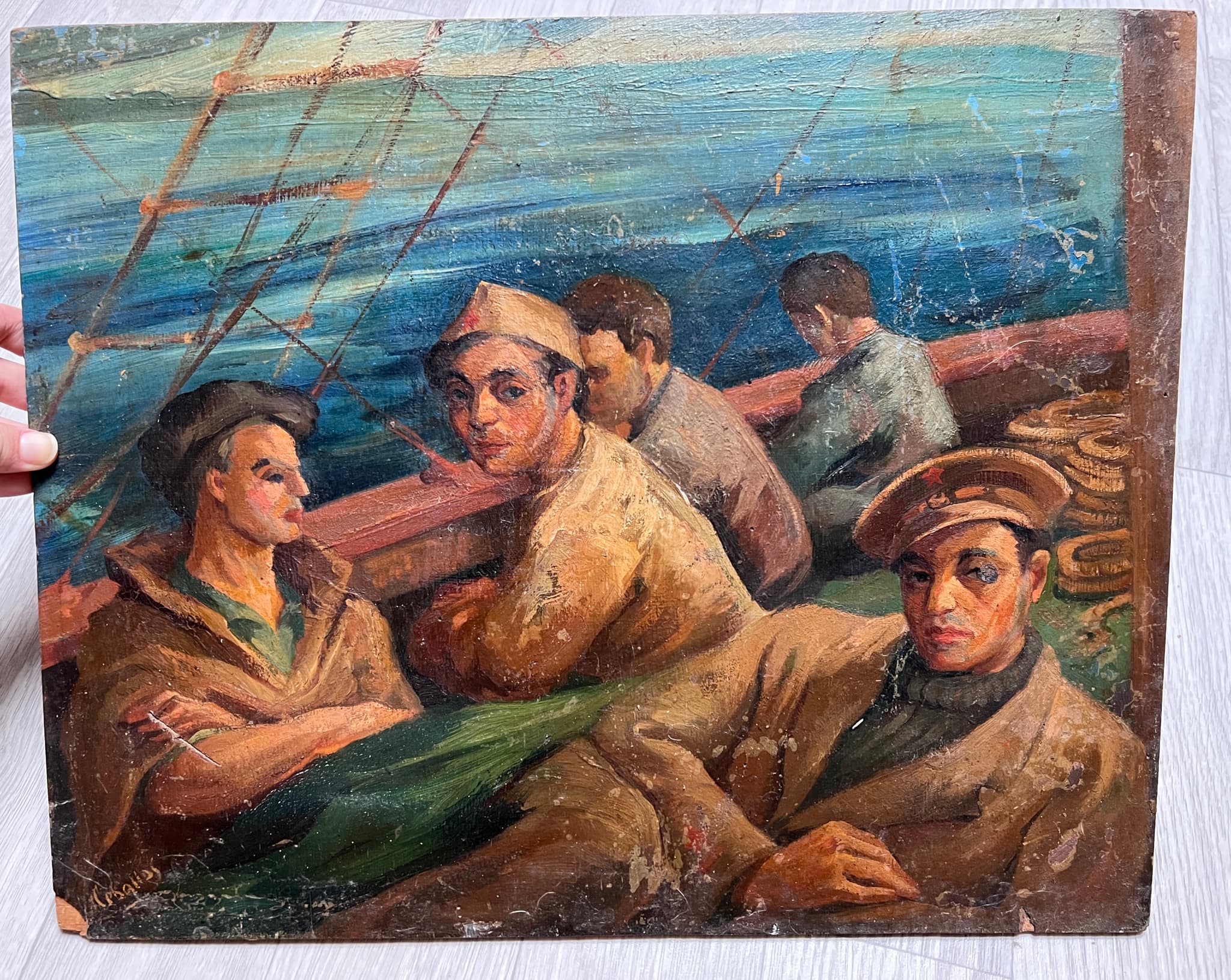 Painting Boghani Algeria Evacuation by Rufino CEBALLOS (1907-1970) image 3