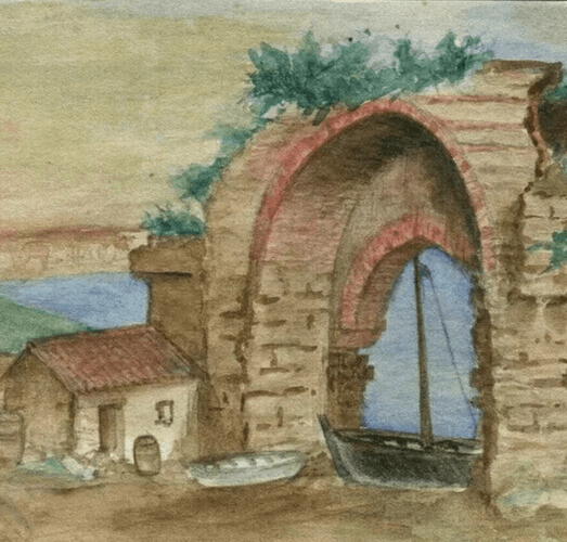 Vintage Drawing Candle, Béjaïa, Algeria, Landscape, Sea, Soummam image 3