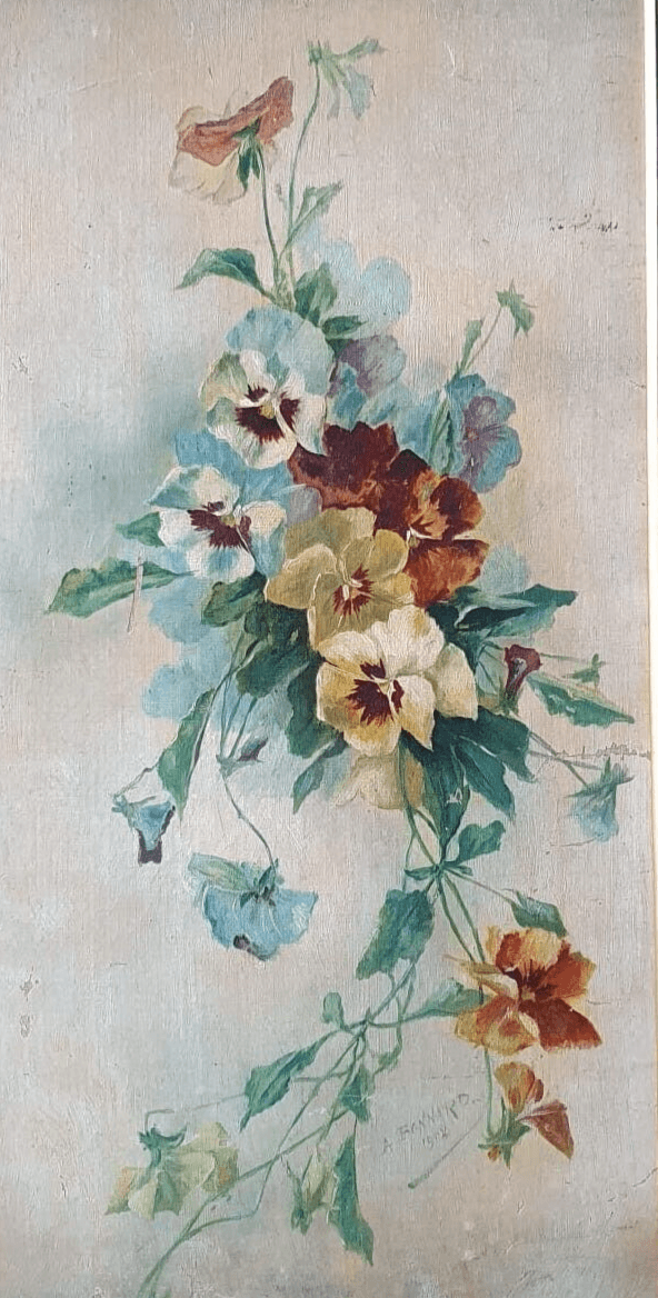 Antique Painting Original Flowers, Floral, Still Life, signed 1902 image 1