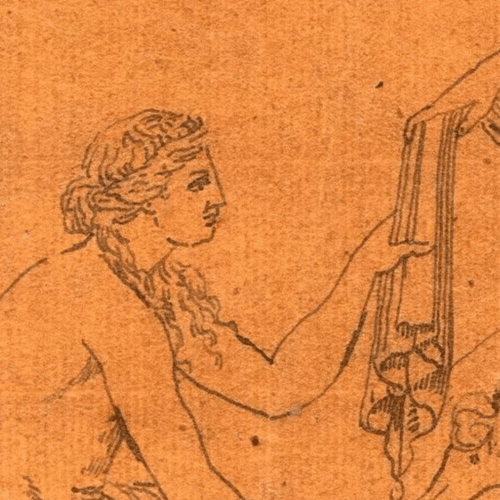 Antique Ink Drawing 19th Religious Scene Antiquity, Mythology, Angel, Greece image 3