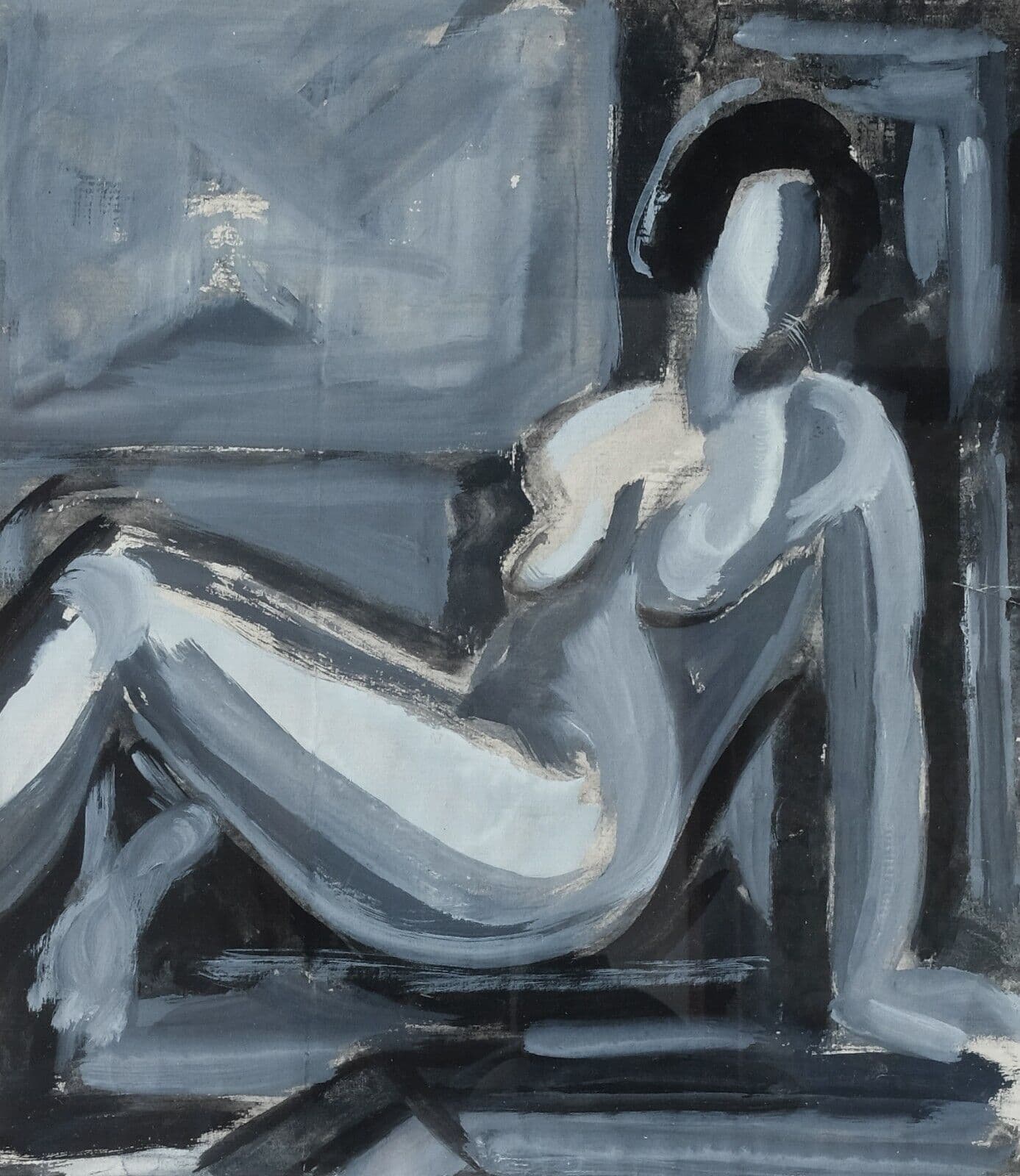 Modern Oil Painting Signed Tatiana LOGINOFF (1904-1982) Nude Woman Portrait image 1