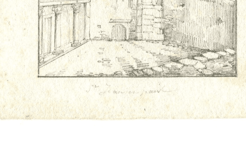 Antique Pencil Drawing Original 19th Landscape, Architecture, France, Saint Jean image 5