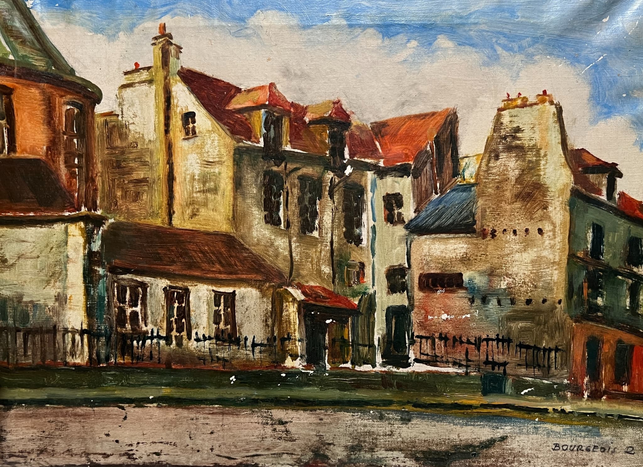 Painting Orange Cityview Landscape signed image 1