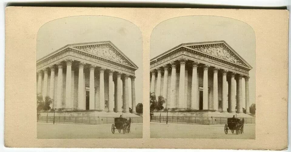 VIntage Stereoview Photograph La Madeleine Paris - Lecocq-Frêné - Albumen 1860 image 3