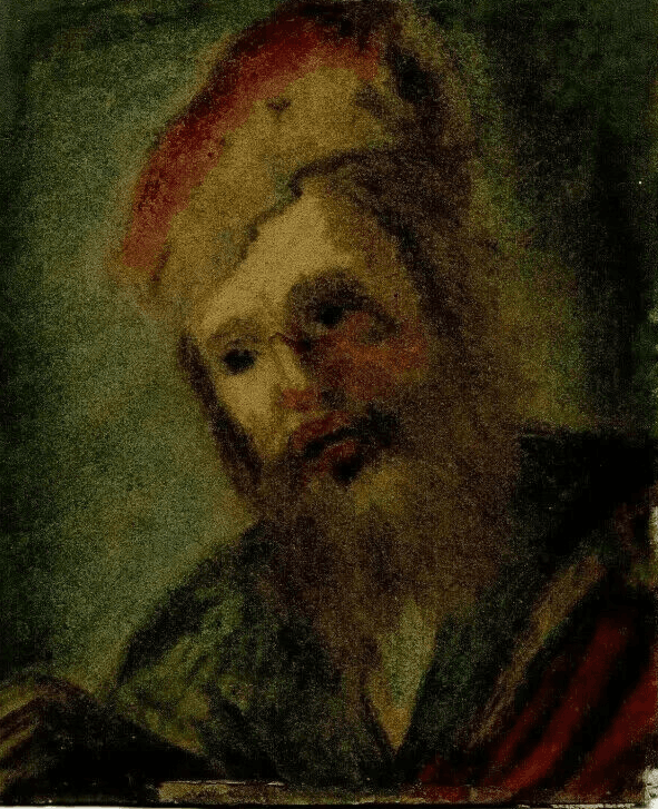 Vintage Drawing Original Portrait Man, Beard