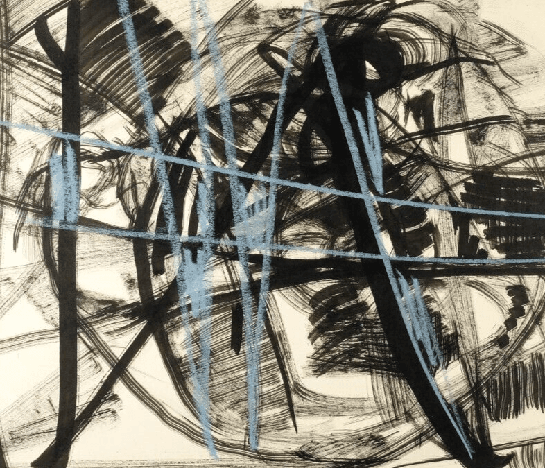 Modern Vintage Ink Drawing Abstraction, Abstract 1952 Original Signed image 2