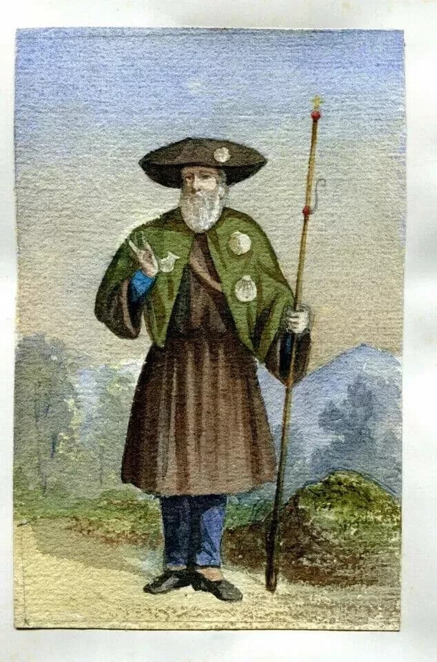 Vintage Original Drawing Italian Beard Man with Hat Artwork image 6