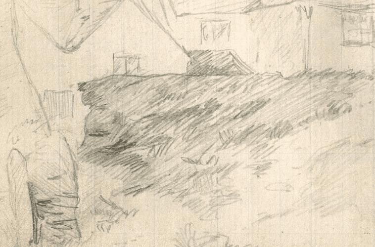 Antique Pencil Original Drawing Houses Sketches image 5