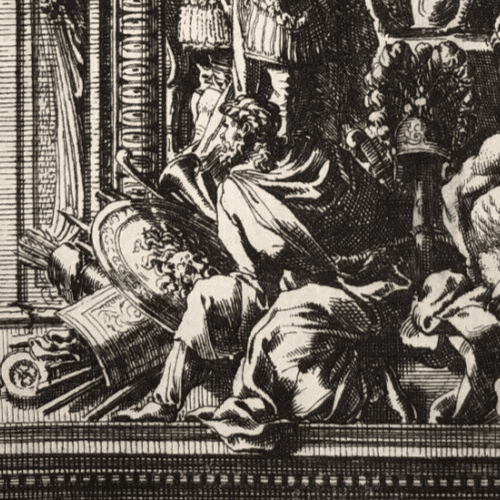 Antique Etching Jean Le Pautre (1618–1682) Religious Scene, History Architecture image 5