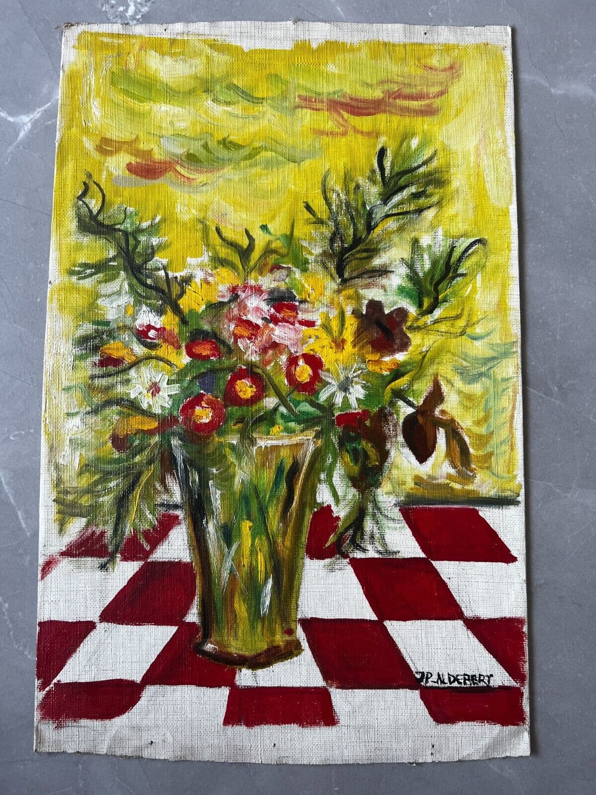 Painting signed Still Life Flower Bouquet image 2