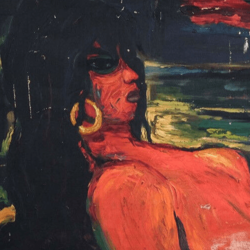 Expressionist Painting Original Red Nude Woman Portrait image 3