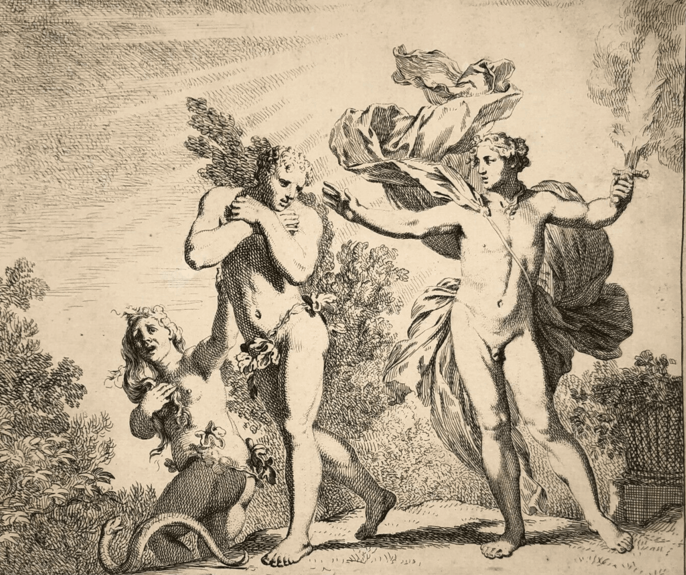 Gérard DE LAIRESSE (1641-1711) Expulsion of Adam and Eve Etching image 1
