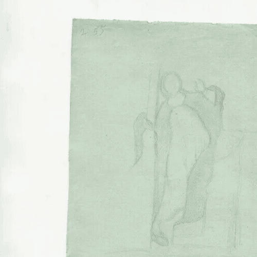 Antique Pencil Drawing 19th century of a Sainte, Religious Figure image 3