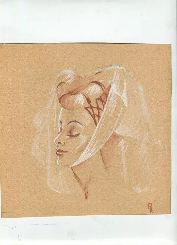 Vintage Red Chalk Original Drawing Woman Portrait, Faces, Princess, Figure image 6