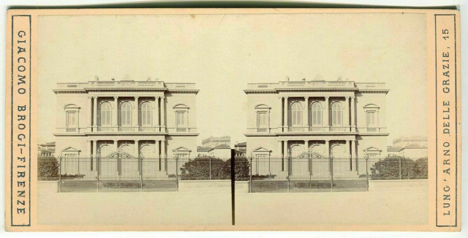 Vintage Stereoview Photograph Giacomo BROGI Florence. Palazzo Havard c. 1870 image 1
