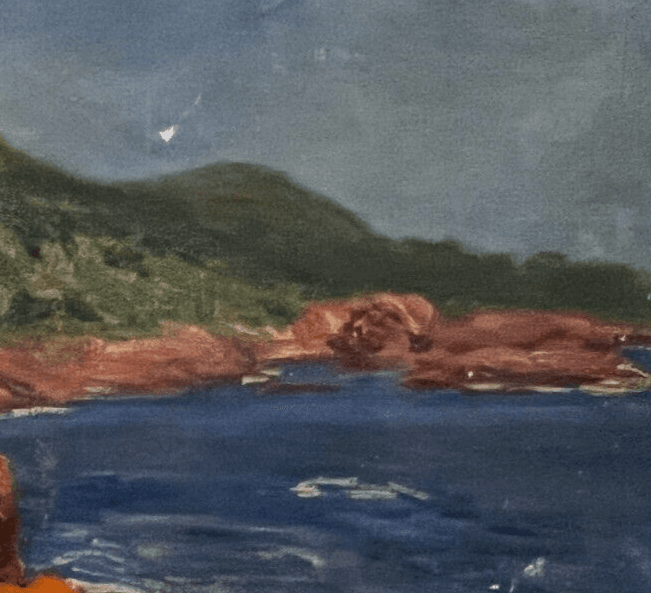 Antique Oil Painting Seascape Landscape Maritime View, Rocks signed image 5