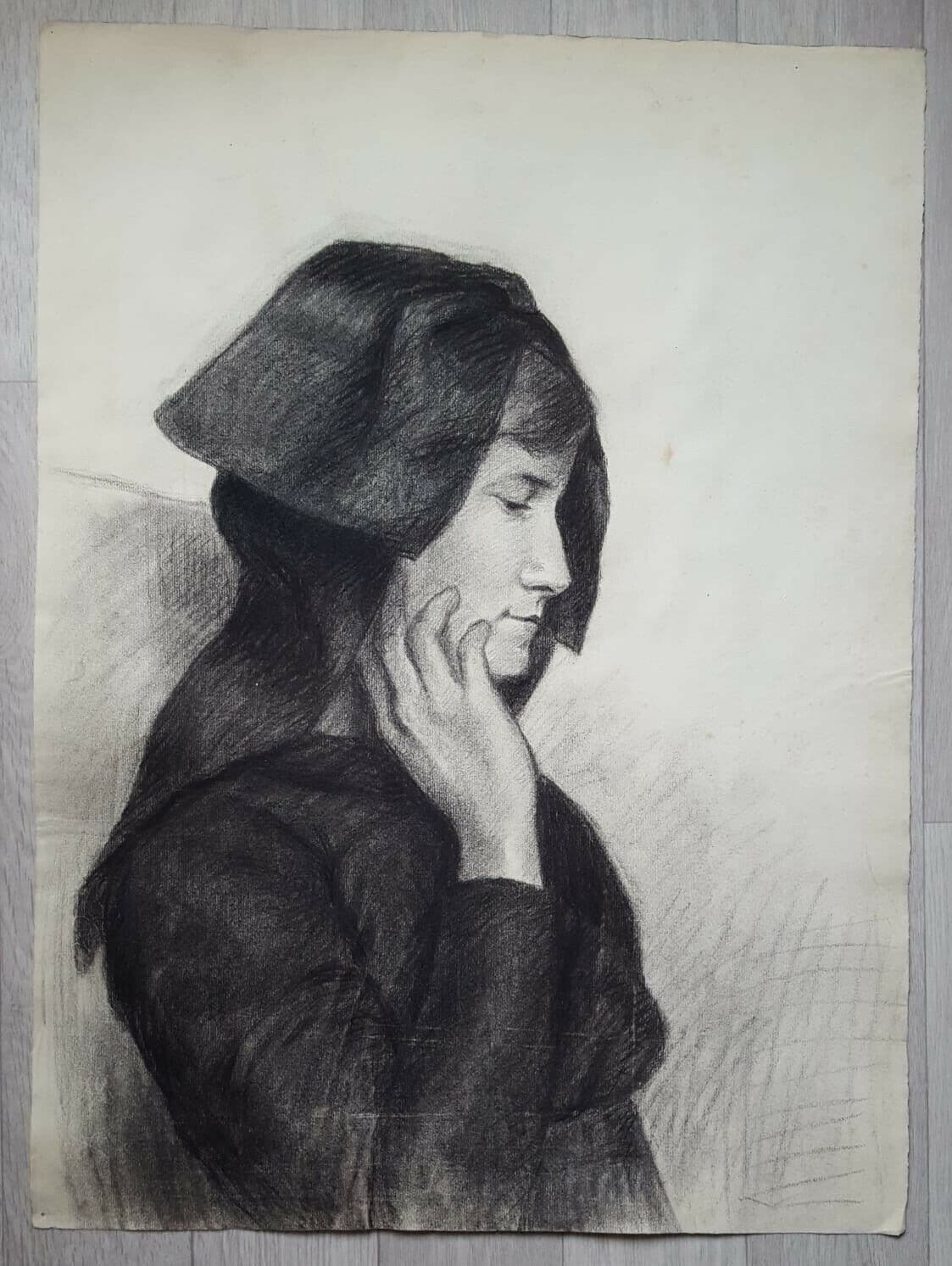 Drawing Woman Portrait Profil c. 1910 image 2