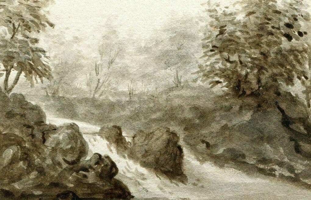 Drawing Landscape River and Rocks image 1