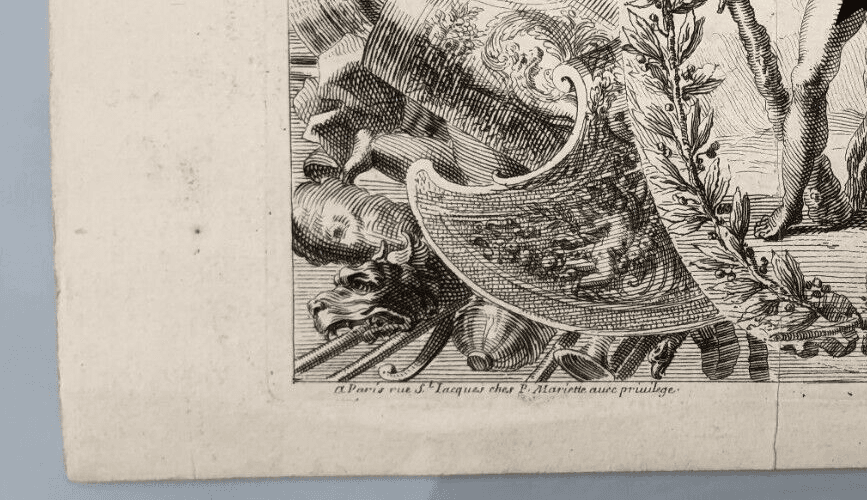 Antique Pierre Jean MARIETTE (1694-1774) Ornament, Nude, Architecture Etching image 7