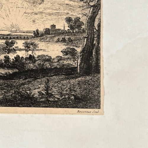 Antique Etching Original Claude LE LORRAIN (1600-1682) Landscape, Forest, People image 5