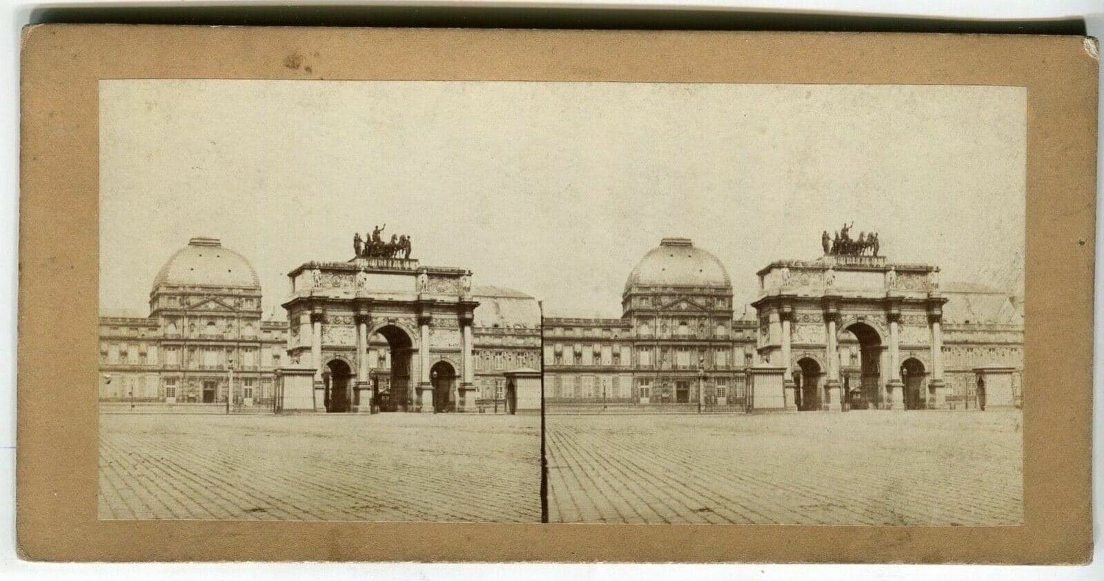 Vintage Stereoview - Arc de triomphe Carrousel, Paris - Albumen c. 1860 image 1