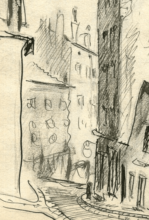 Vintage Ink Original Drawing Cityviews, Buildings, Houses c. 1930 image 3