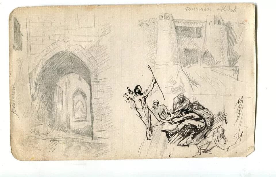 Vintage Ink Original Drawing People, Architecture, Landscape, Figures image 6