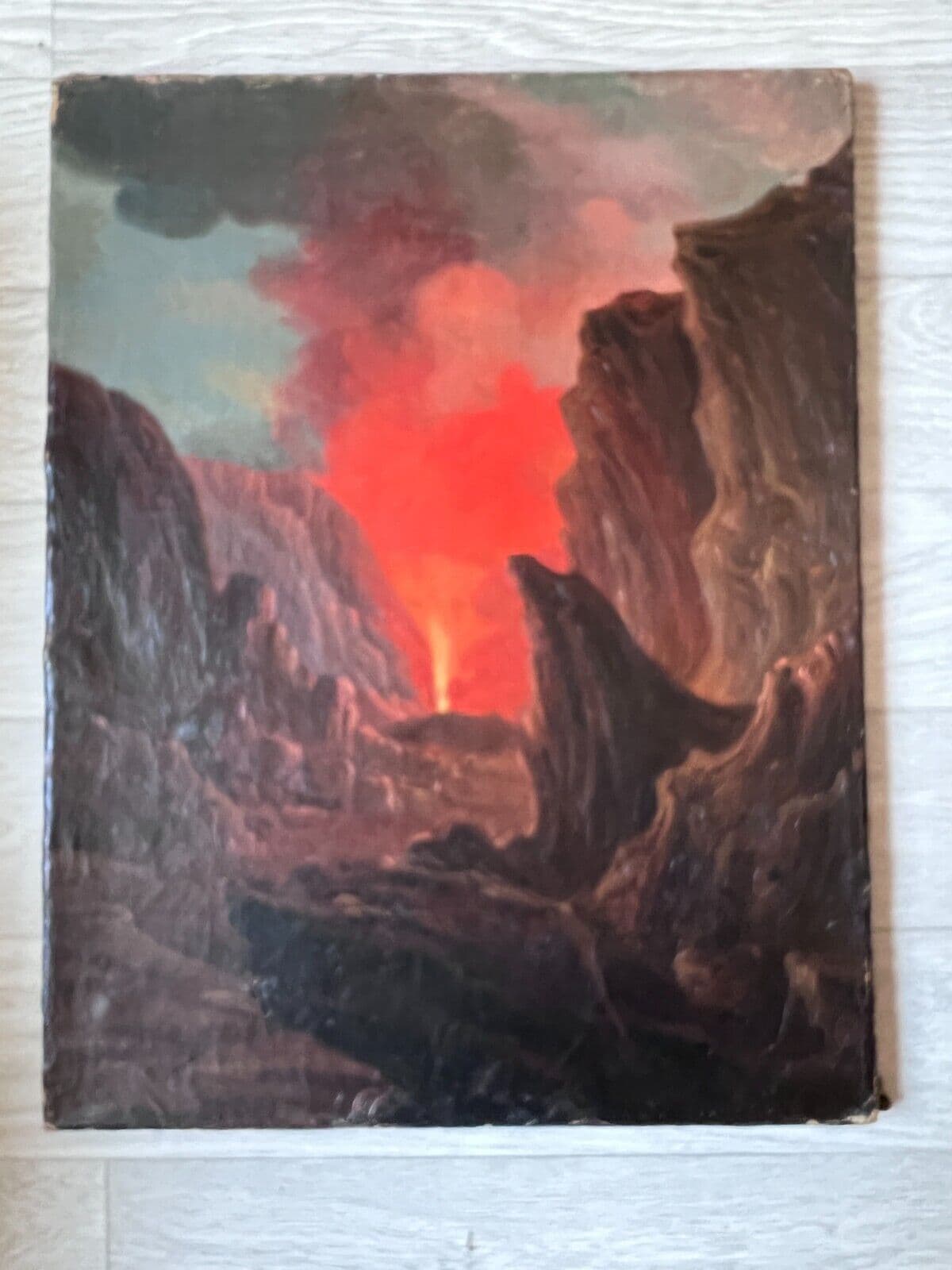 Painting Landscape Volcano in Eruption