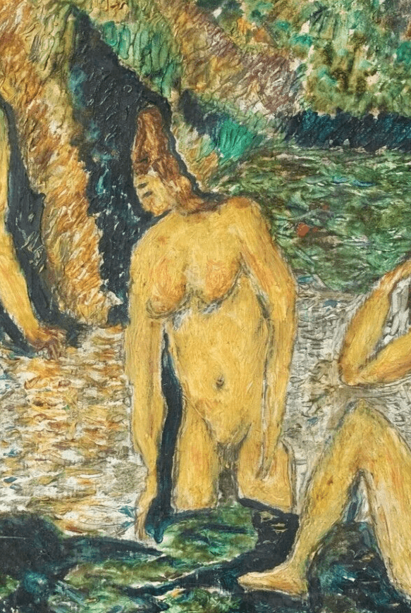 Expressionist Painting Original Yellow Nude Women Portrait by Water image 5