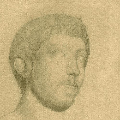 Antique Pencil Original Drawing Man Sculpture Portrait Artwork image 2
