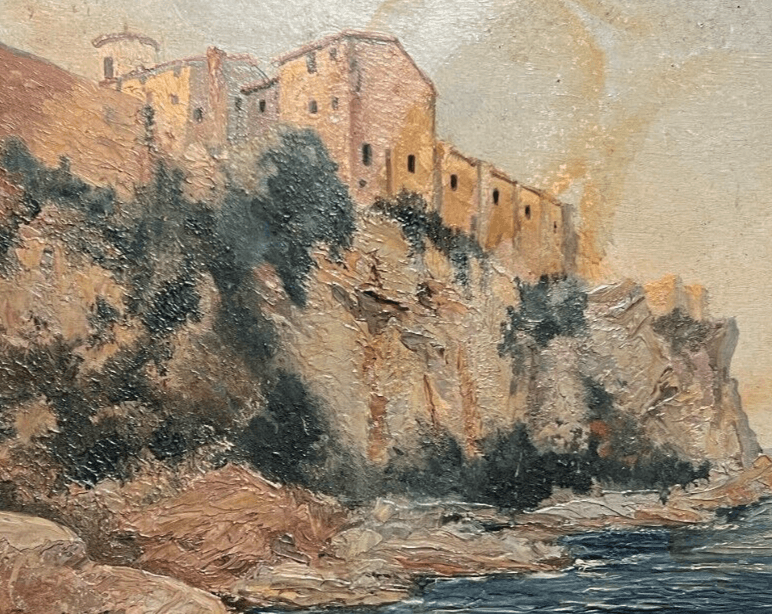 Antique Painting Original Maritime, Sea, Landscap Ile St Marguerite, Cannes 1930 image 4