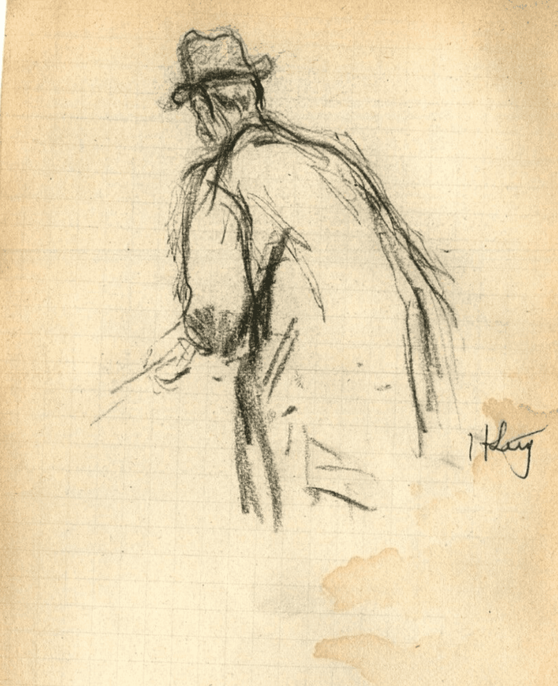 Vintage Art Nouveau Original Pencil Drawing Man Portrait image 1