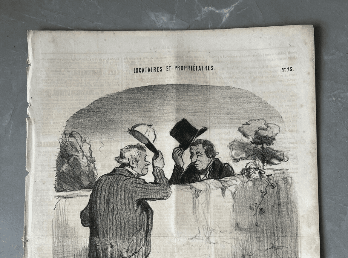 Antique Print 19th century Daumier, Locataires et Proprietaires, Deux Voisins image 3