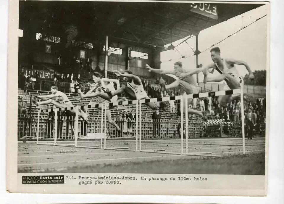 Vintage Photograph France-America-Japan 110m won by Towns c. 1936 image 2