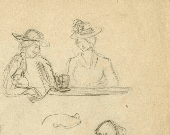 Vintage Pencil Drawing Original Woman, Academic Art Nouveau Artwork image 5