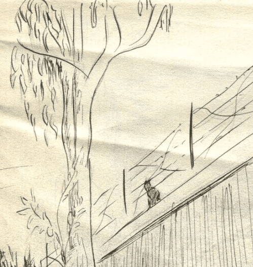 Vintage Ink Original Drawing Garden Landscape, Vegetation image 4