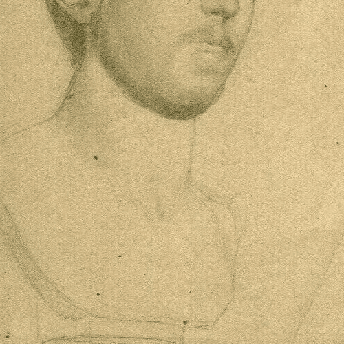 Antique Pencil Original Drawing Man Sculpture Portrait Artwork image 3