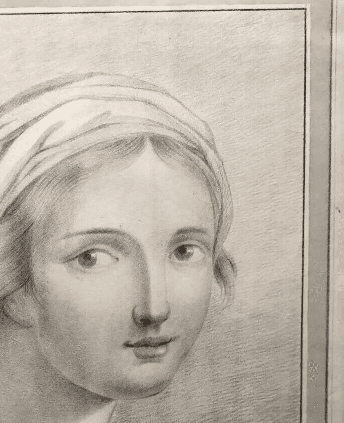 Original Antique Pencil 19th century Drawing Woman Portrait image 6