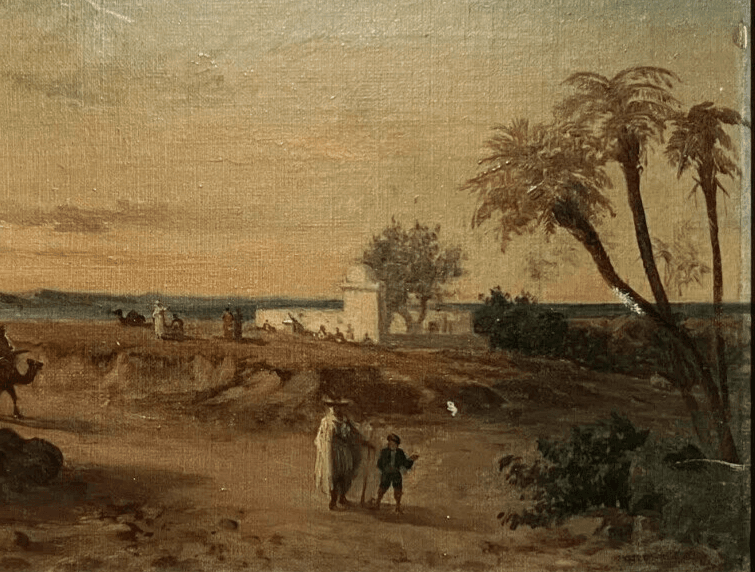 Antique Painting Louis Auguste LOMBARD (XIX) Orientalist Landscape image 4