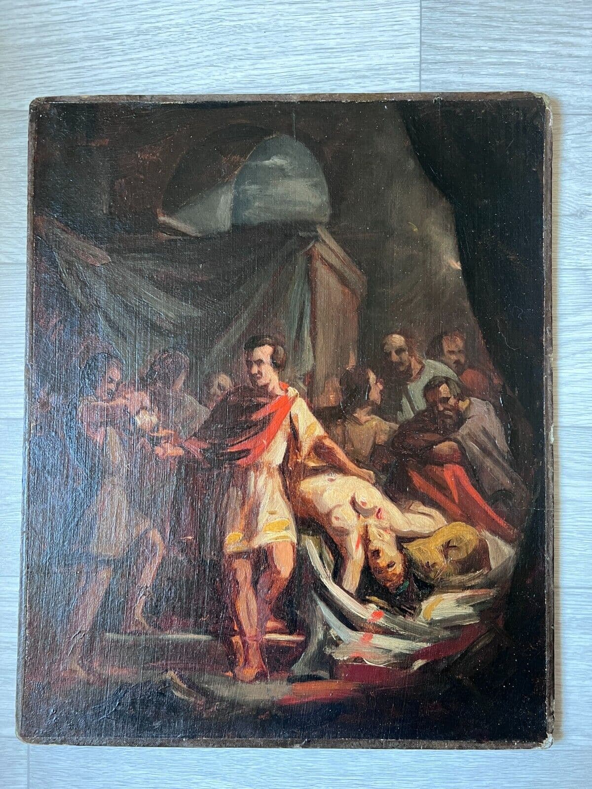Painting Murder Scene and People signed 1848 image 1