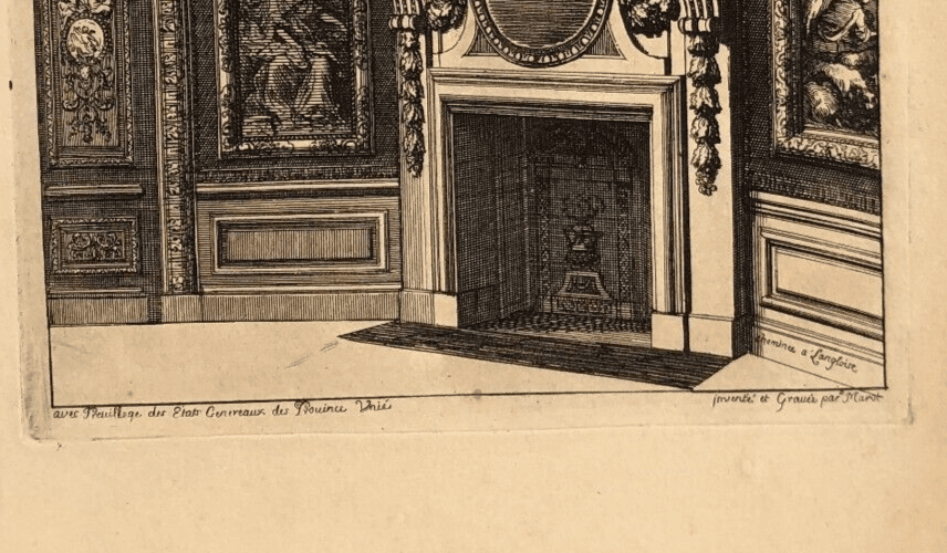 Antique Original Etching Jean MAROT Mariette, Fireplace, Architecture x7 image 9