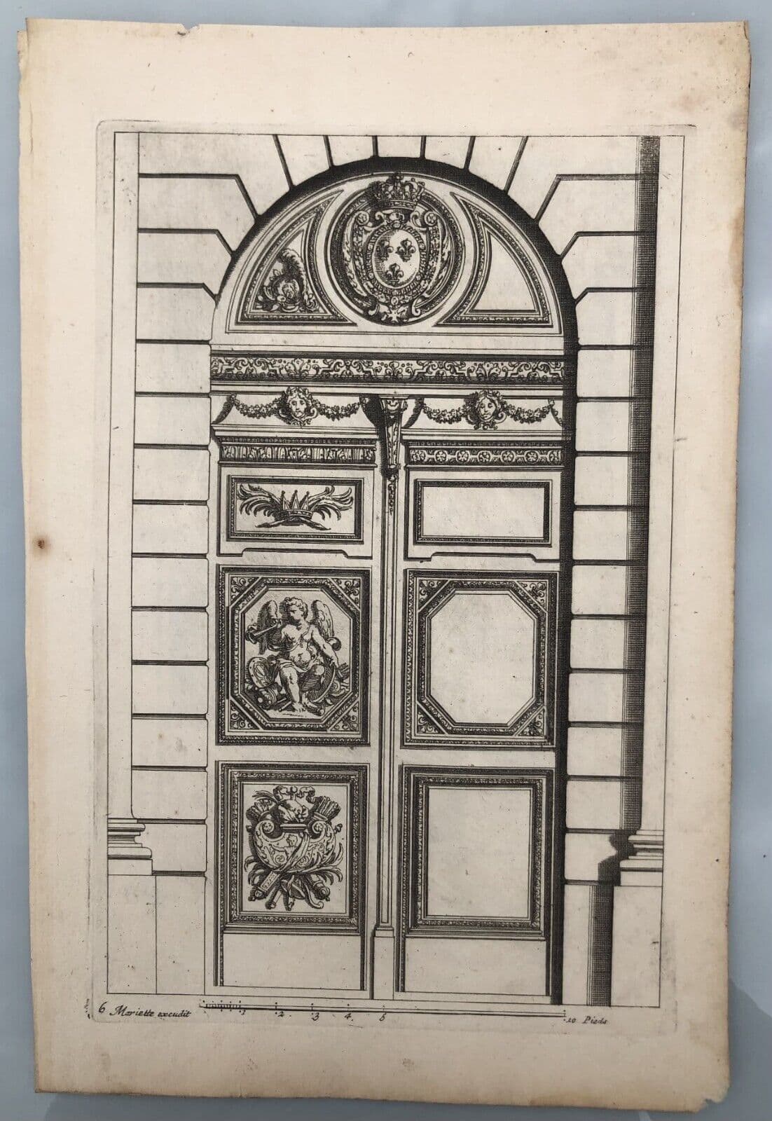 Antique Original Etching Jean LEPAUTRE (1618-1682) Doors, Architecture  x5 image 2