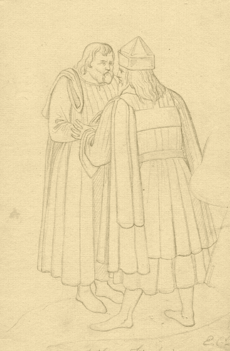 Antique Original Drawing signed Jean Eloi CHAPSAL (1811-1882) Jewish Men 1838 image 1