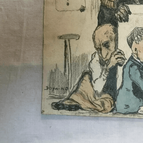 Vintage Drawing Original Pencil Caricature Men Portraits image 6