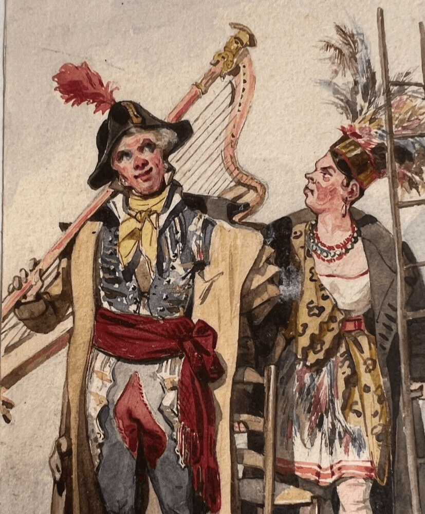 Antique Drawing Original People Portrait, Musicians, Artists 19th century image 2
