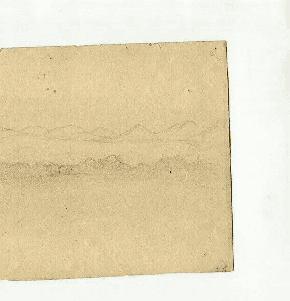 Antique Pencil Drawing 19th century of Hill Landscape, Mountain Puy de Drome image 4